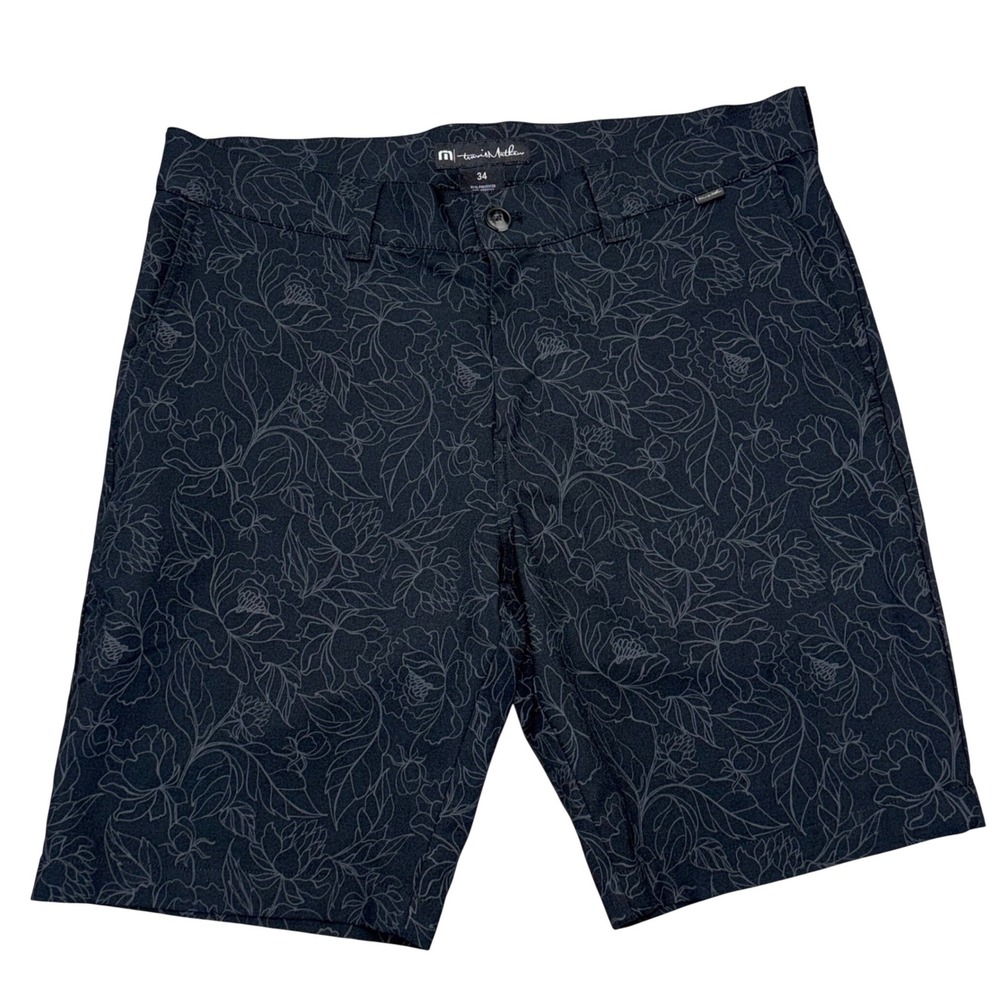 TravisMathew Mens Black Floral Golf Shorts 1MZ209 Size 34 Stretch Performance